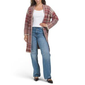 RAIN + ROSE Brick Multi Long Fuzzy Cardigan